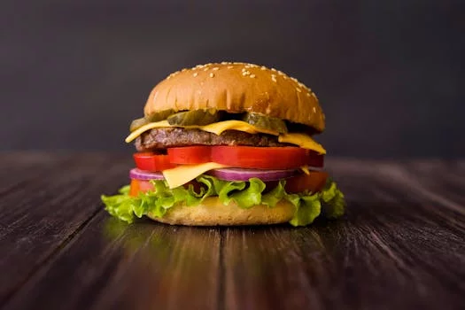 classic beef burger with lettuce tomato