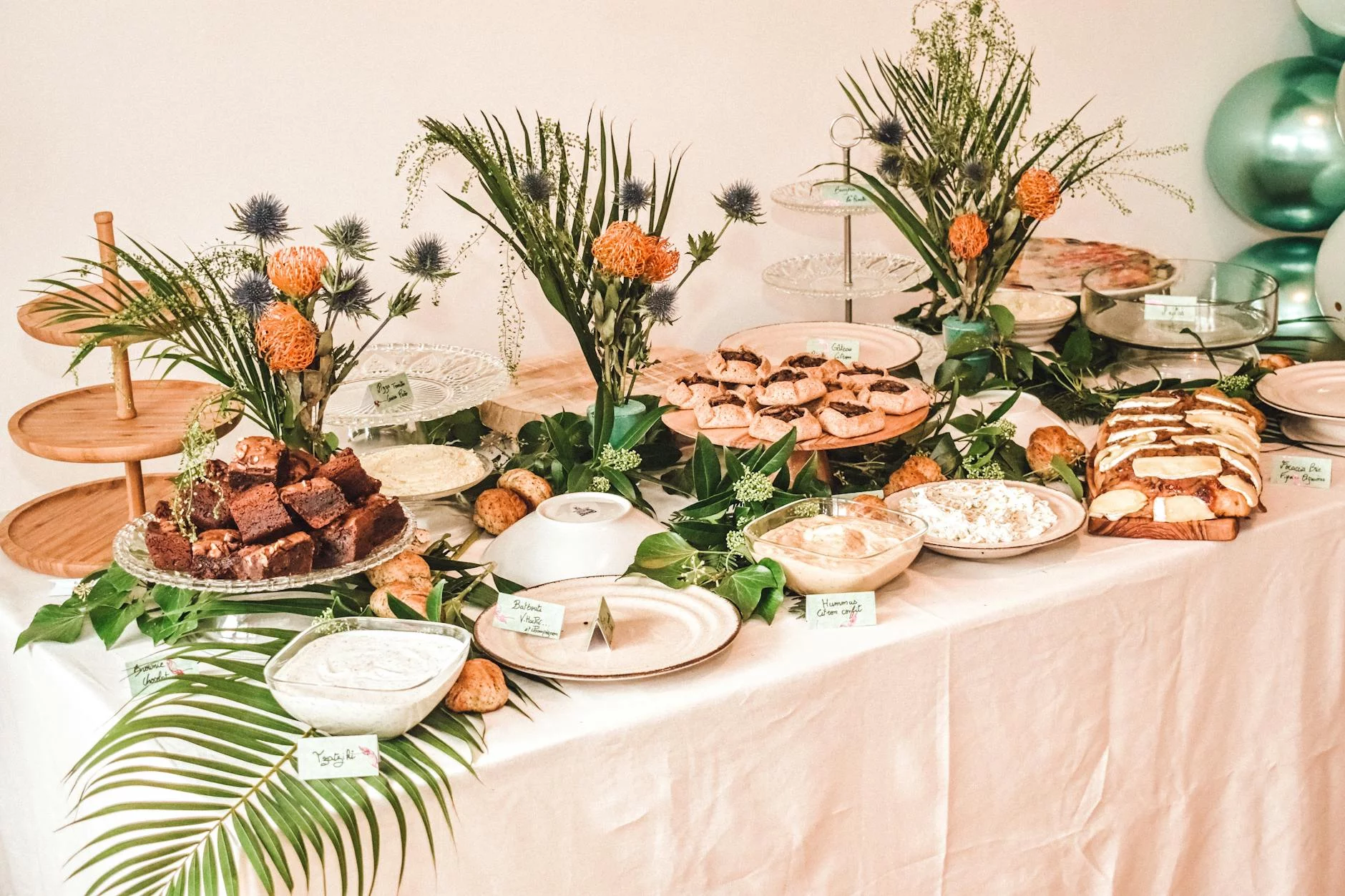 elegant catering setup with gourmet food display