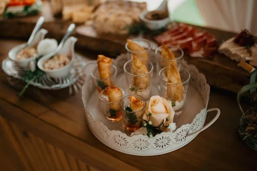 celebration catering with appetizers and main courses